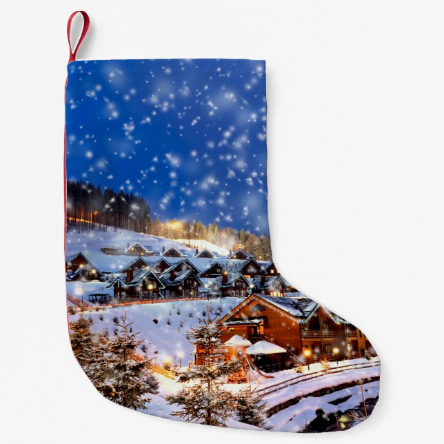 Abstract paintings of different colours embossed d small christmas stocking (Front)