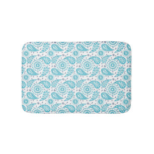 abstract paisley doodle teal pattern. bath mat