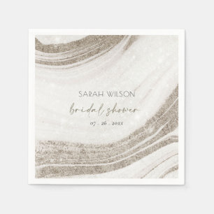 Abstract Pale Gold Marble Agate Bridal Shower Napkin
