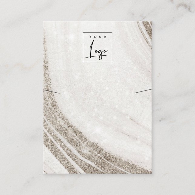 Abstract Pale Gold Marble Agate Necklace Display Business Card (Front)