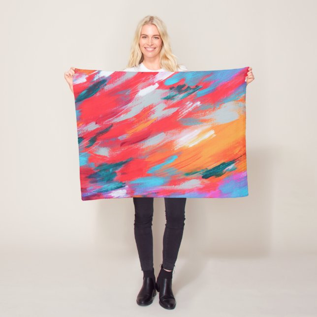 Abstract Palette Acrylic Artwork | Fleece Blanket (In Situ)