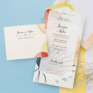 Abstract Palm Leaf All In One Invitation