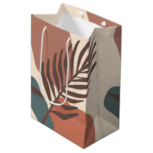 Abstract palm leaf minimalist art  medium gift bag