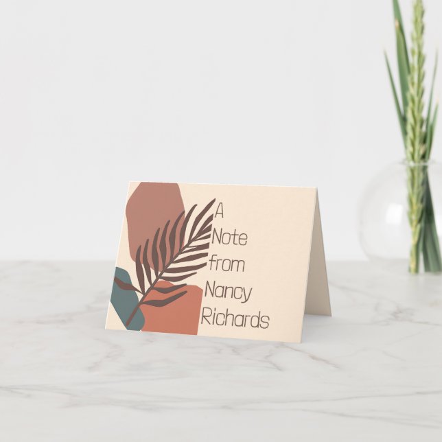 Abstract palm leaf modern minimalist art custom note card (Front)