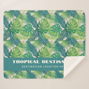 Abstract Palm Leaf Pattern custom text Sherpa Blanket