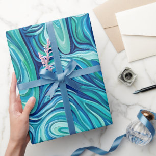 Abstract Palm Ocean Blue Melting Wrapping Paper