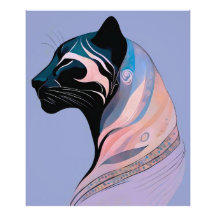 Abstract Panther head in pastel harmony