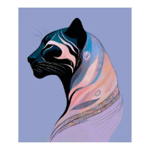 Abstract Panther head in pastel harmony