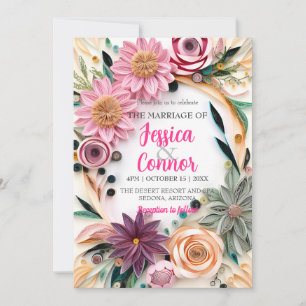 Abstract Paper Quilling Floral Wedding Greenery Invitation