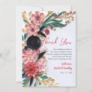 Abstract Paper Quilling Floral Wedding Greenery Thank You Card