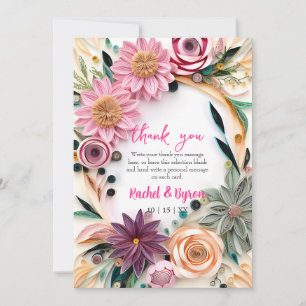 Abstract Paper Quilling Floral Wedding Greenery Thank You Card