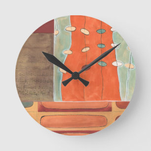 Abstract Parade of Eggs by Erica J Vess Round Clock