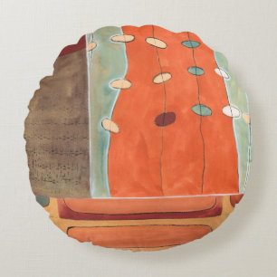 Abstract Parade of Eggs by Erica J Vess Round Cushion
