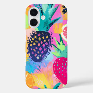Abstract Paradise Tropical Fruit Fiesta iPhone 16 Case