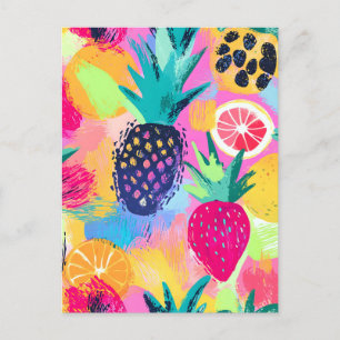 Abstract Paradise Tropical Fruit Fiesta Holiday Postcard
