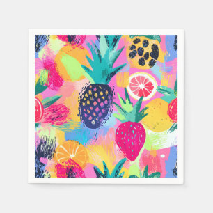 Abstract Paradise Tropical Fruit Fiesta Napkin