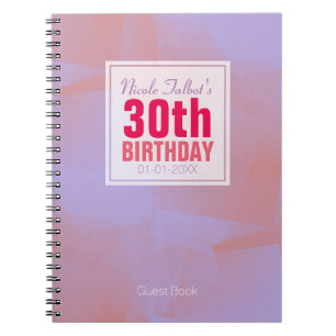 Abstract Pastel 30th Birthday guest Book 8a