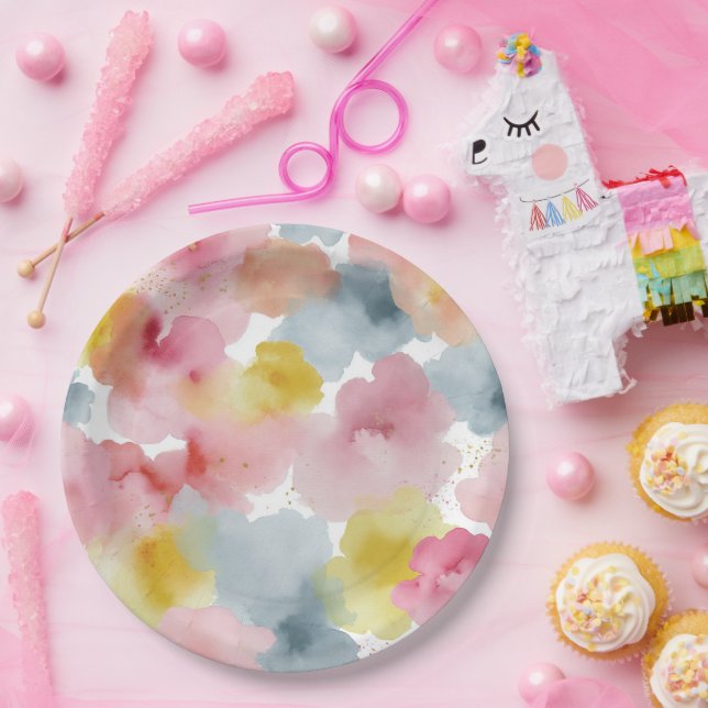 Abstract Pastel Background Paper Plate (Party)