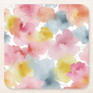 Abstract Pastel Background Square Paper Coaster