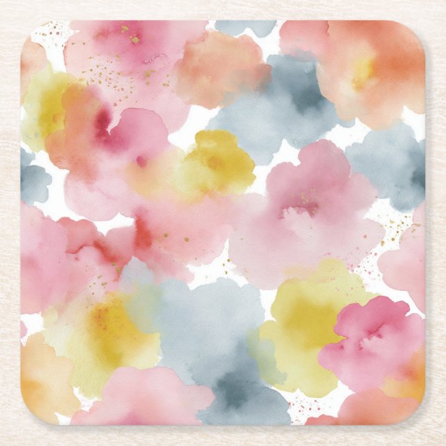 Abstract Pastel Background Square Paper Coaster (Front)