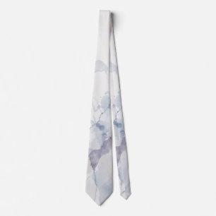 Abstract Pastel Blue and Purple Fluid Ink Splatter Tie