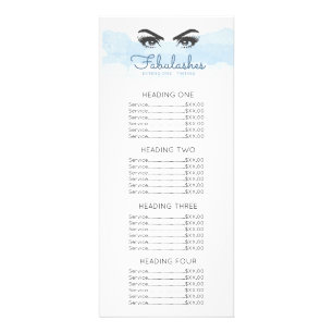 Abstract Pastel Blue Makeup Artist Eyelashes Price Rack Card