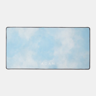 Abstract Pastel Blue Sky Clouds Personalise Desk Mat