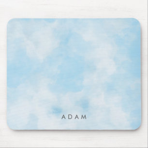 Abstract Pastel Blue Sky Clouds Personalise Mouse Pad