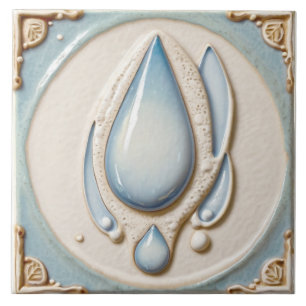 Abstract Pastel Blue & White Waterdrop Bathroom Ceramic Tile