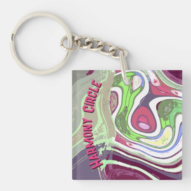 Abstract Pastel Cellular Harmony Circle Key Ring (Front)