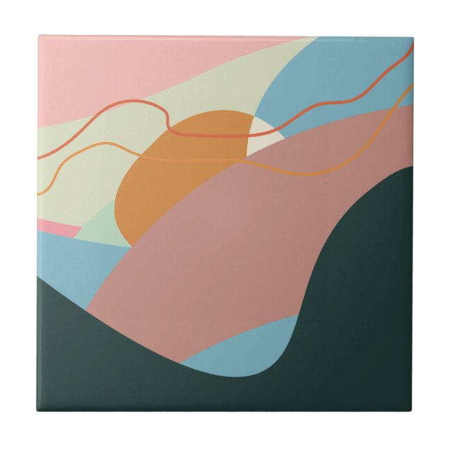 Abstract Pastel Ceramic Tile Design (Front)