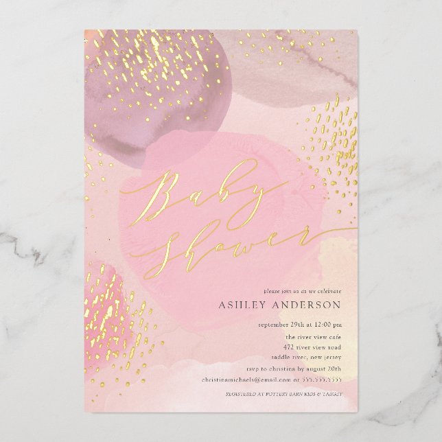 Abstract Pastel Circles Foil Baby Shower Foil Invi (Front)