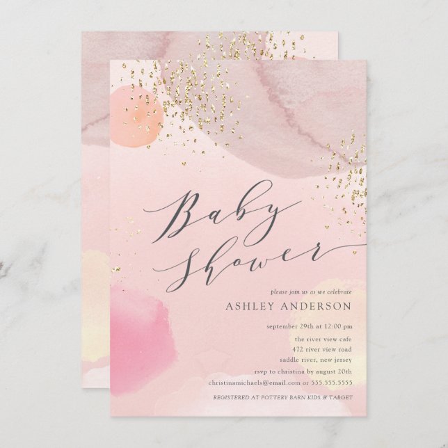 Abstract Pastel Circles Girl Baby Shower Invitatio Invitation (Front/Back)