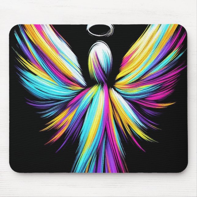 Abstract Pastel Colored Angel on Computer Mousepad (Front)