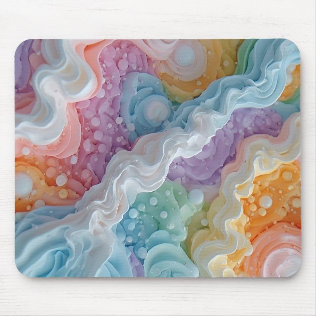 Abstract Pastel Coloured Waves Mouse Pad (Front)