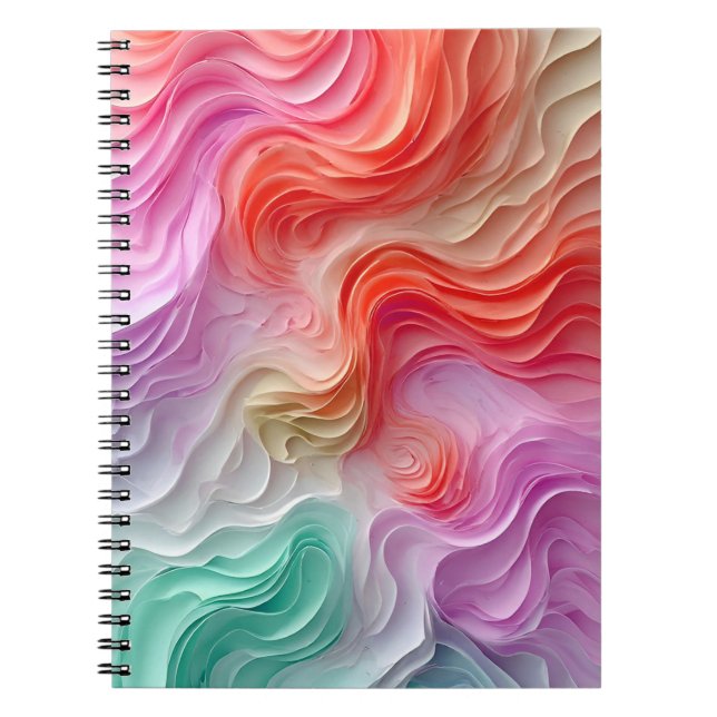 Abstract Pastel Coloured Waves Notebook (Front)