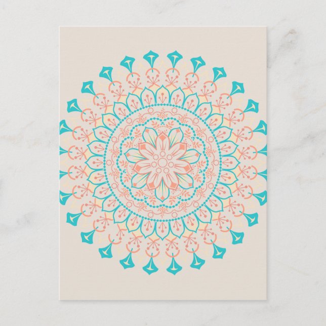 Abstract Pastel Colours Mandala Postcard (Front)