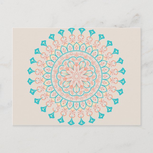 Abstract Pastel Colours Mandala Postcard (Front)
