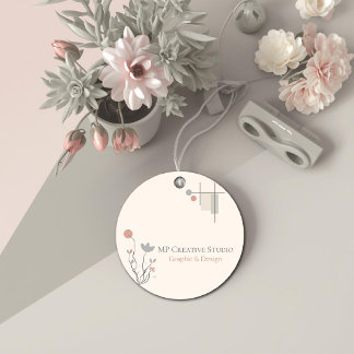 Abstract Pastel Design: Modern Florals & Geometry Favour Tags