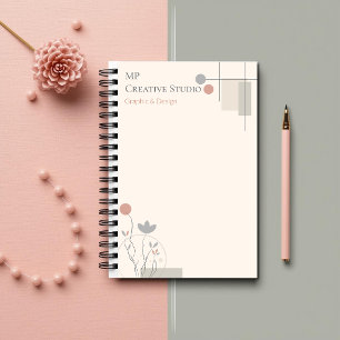 Abstract Pastel Design: Modern Florals & Geometry  Notebook