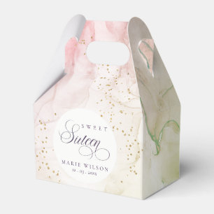 Abstract Pastel Dusky Pink Green Sweet 16 Birthday Favour Box