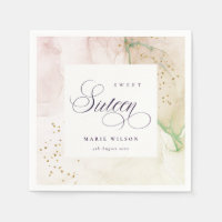 Abstract Pastel Dusky Pink Green Sweet 16 Birthday