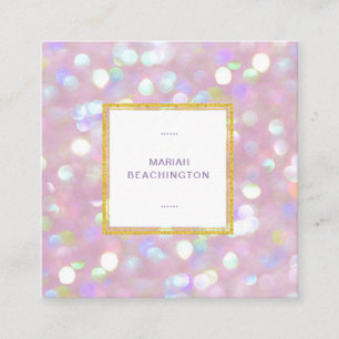 *~* Abstract Pastel Dusty Rose Lavender Bokeh Dots Square Business Card