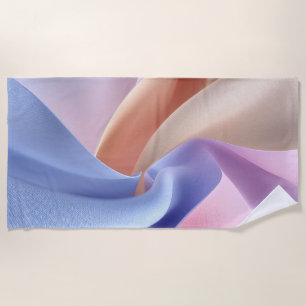 Abstract Pastel Fabric Flow with Gentle Curves Beach Towel