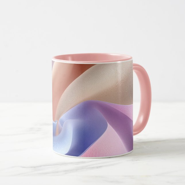 Abstract Pastel Fabric Flow with Gentle Curves Mug (Front Right)