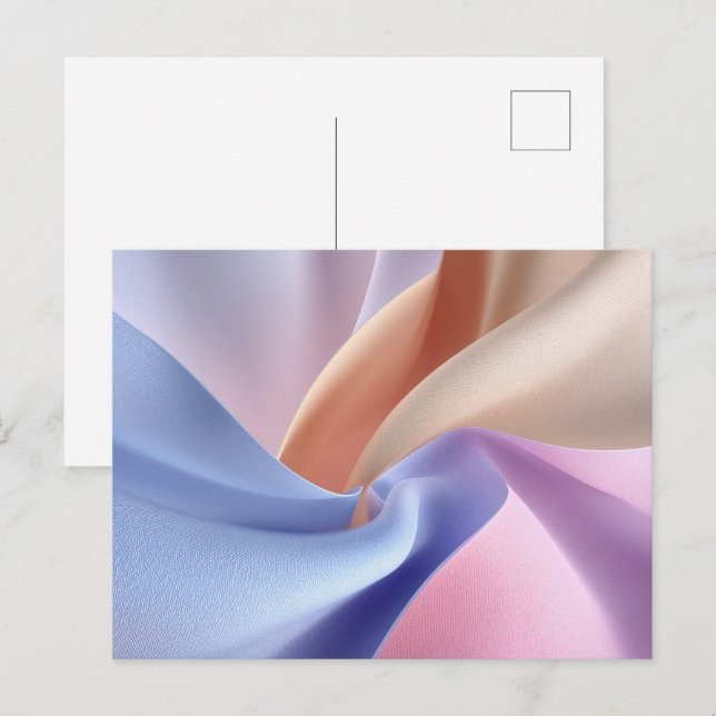 Abstract Pastel Fabric Flow with Gentle Curves Postcard (Front/Back)