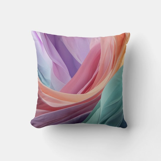 Abstract Pastel Fabric Waves  Cushion (Front)