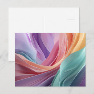 Abstract Pastel Fabric Waves  Postcard