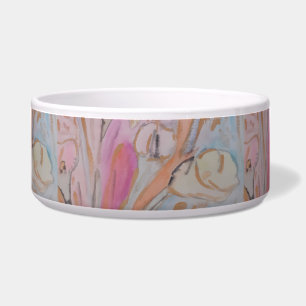 Abstract Pastel Floral Ceramic Pet Bowl