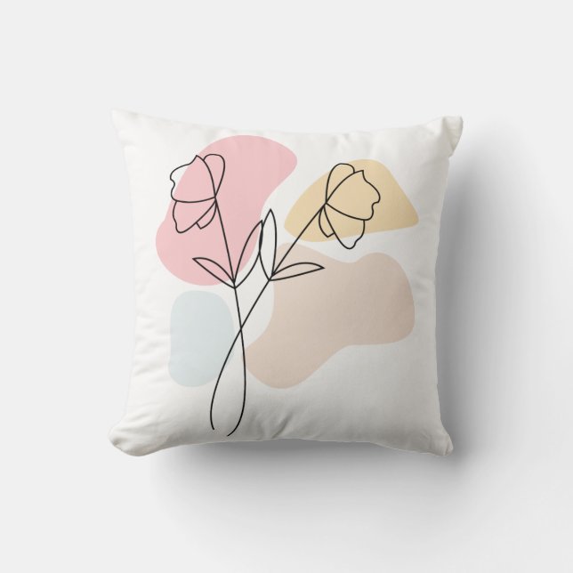 Abstract Pastel Floral  Cushion (Front)
